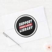 Ondersteun uw lokale bibliotheek ronde sticker (Envelop)