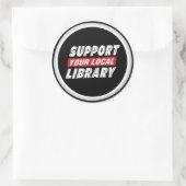 Ondersteun uw lokale bibliotheek ronde sticker (Tas)