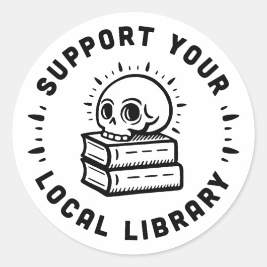 Ondersteun uw lokale bibliotheek ronde sticker (Voorkant)
