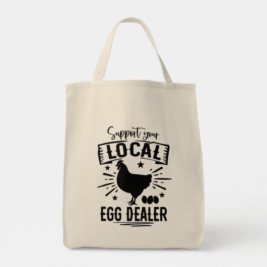 Ondersteun uw lokale eierhandelaar boerenmarkt tote bag (Achterkant)