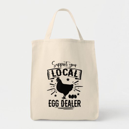 Ondersteun uw lokale eierhandelaar boerenmarkt tote bag (Voorkant)