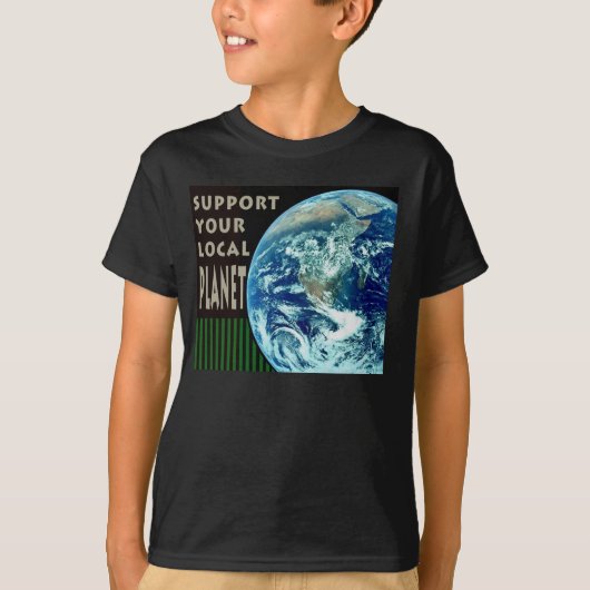 Ondersteun uw lokale Kinder T-shirt met de planeet (Voorkant)