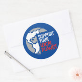 Ondersteun uw lokale planeet ronde sticker (Envelop)