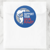 Ondersteun uw lokale planeet ronde sticker (Tas)
