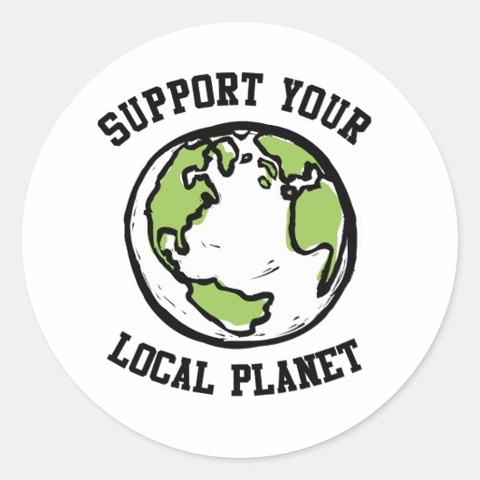Ondersteun uw lokale planeet ronde sticker (Voorkant)