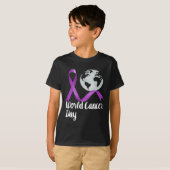Ondersteun Wereldkankerdag Lavendel Grafisch Kinde T-shirt (Voorkant volledig)