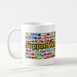 Ondersteun wereldwijd alfabetisme banner koffiemok