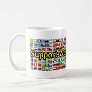Ondersteun wereldwijd alfabetisme banner koffiemok