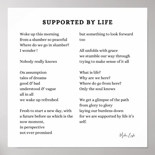 Ondersteund door het leven zelf liefde aanmoedigin poster (Voorkant)