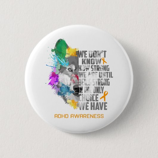 Ondersteuning ADHD Awareness Ribbon Support Giften Ronde Button 5,7 Cm (Voorkant)