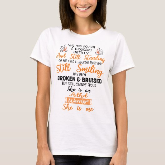 Ondersteuning ADHD Awareness Ribbon Support Giften T-shirt (Voorkant)