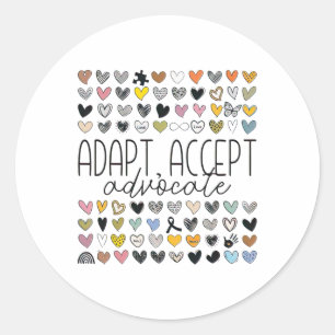 Ondersteuning Autisme Bewustzijn Adapt Accepteer A Ronde Sticker