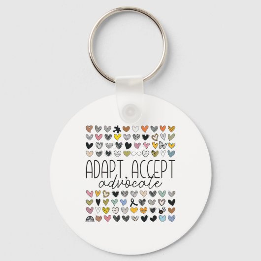 Ondersteuning Autisme Bewustzijn Adapt Accepteer A Sleutelhanger (Voorkant)