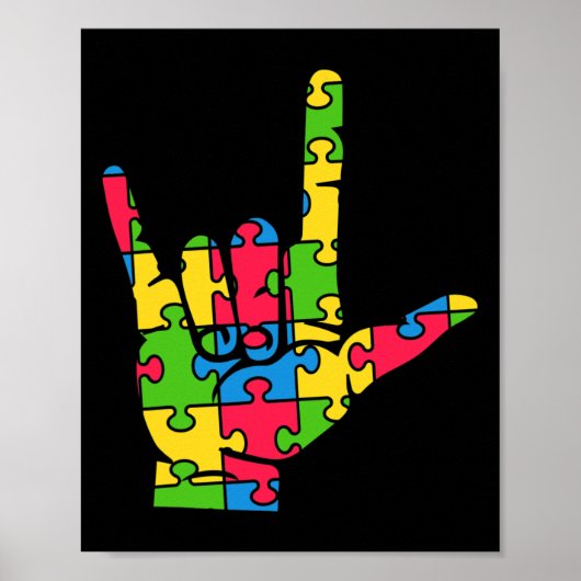 Ondersteuning Autisme Liefde Gebarentaal Poster (Voorkant)