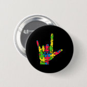 Ondersteuning Autisme Liefde Gebarentaal Ronde Button 5,7 Cm (Voorkant /achterkant)
