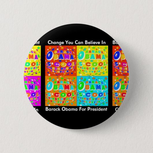 ONDERSTEUNING BARACK OBAMA RONDE BUTTON 5,7 CM (Voorkant)