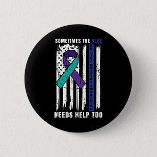 Ondersteuning Blue Lives Politie Zelfmoord Bewustm Ronde Button 5,7 Cm