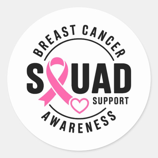 Ondersteuning Borstkanker Awareness Squad Ronde Sticker (Voorkant)