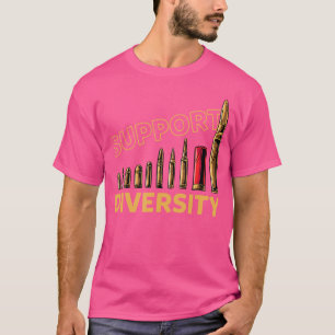 Ondersteuning Diversiteit Pistool Bullets Funny T-shirt