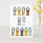 Ondersteuning en aanmoediging van Cartoon katten Kaart (Gele Bloem)