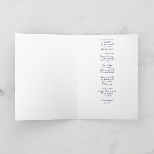 Ondersteuning Gedicht Dank u kaart (Binnen)