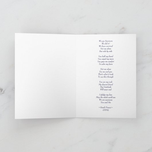 Ondersteuning Gedicht Dank u kaart (Binnen)