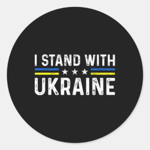 Ondersteuning Ik Sta Met Oekraïne Oekraïense Vlag Ronde Sticker