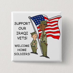 ONDERSTEUNING IRAQI-VERTERNEN VIERKANTE BUTTON 5,1 CM