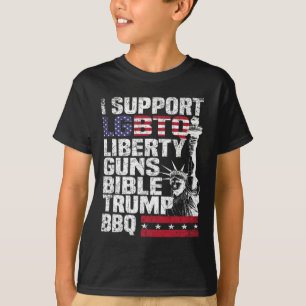 Ondersteuning LGBTQ Liberty Pistolen Bible Trump B T-shirt