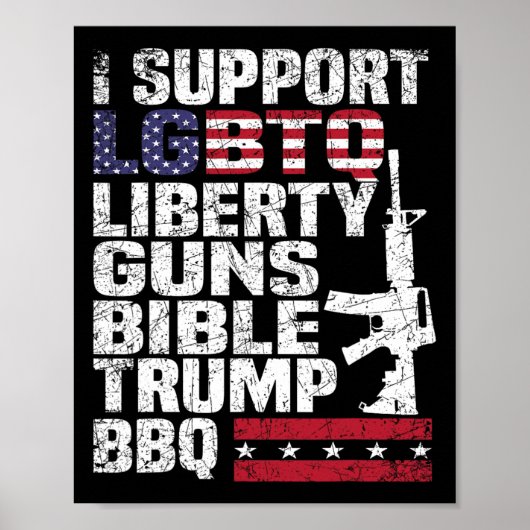 Ondersteuning LGBTQ Liberty Pistolen Bijbel Trump  Poster (Voorkant)