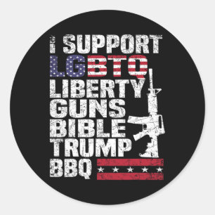 Ondersteuning LGBTQ Liberty Pistolen Bijbel Trump  Ronde Sticker