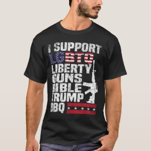 Ondersteuning LGBTQ Liberty Pistolen Bijbel Trump T-shirt