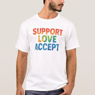 Ondersteuning Liefde Accepteer Rainbow Typografie T-shirt