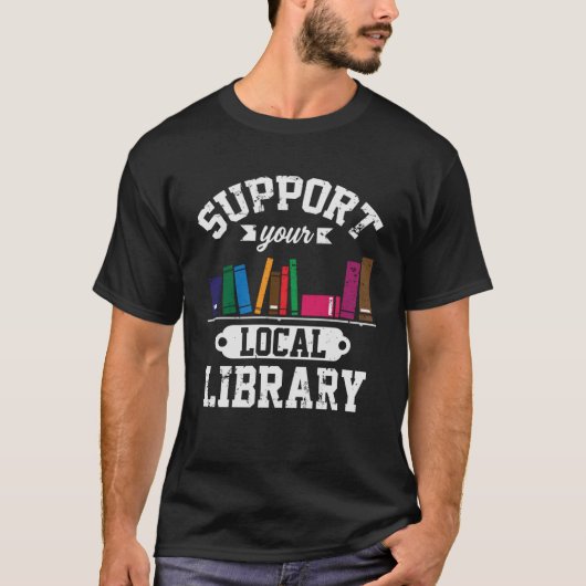 Ondersteuning lokale bibliotheek boekenwurm lezer  t-shirt (Voorkant)