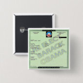 ONDERSTEUNING OBAMA BIRTH CERTIFICATE BUTTON (Voorkant /achterkant)