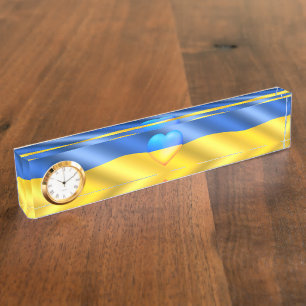 Ondersteuning Oekraïense Desk Bord Oekraïense vlag Naambordje