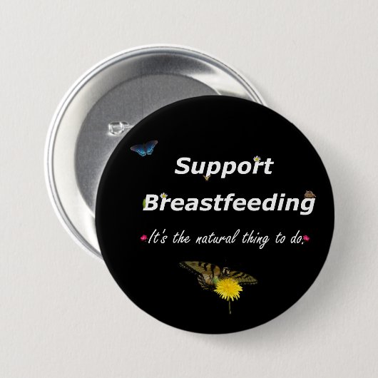Ondersteuning ontwerp natuur borstvoeding ronde button 7,6 cm (Voorkant /achterkant)