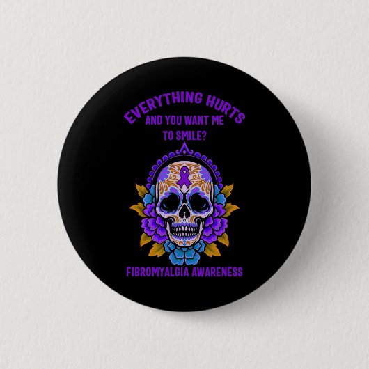 Ondersteuning Paarse lint fibromyalgie bewustzijn  Ronde Button 5,7 Cm (Voorkant)