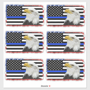 Ondersteuning Politie Eagle op Amerikaanse vlag Sticker