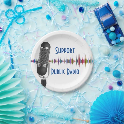 Ondersteuning publieke radio papieren bordje (Feest)