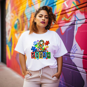 Ondersteuning Squad Autisme Awareness Ribbon T-shi T-shirt