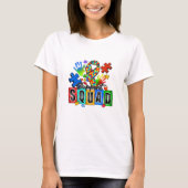 Ondersteuning Squad Autisme Awareness Ribbon T-shi T-shirt (Voorkant)
