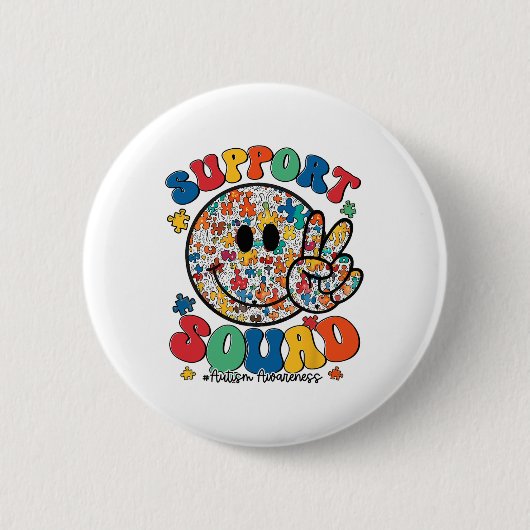 Ondersteuning Squad Autisme Bewustzijn Glimlach Ge Ronde Button 5,7 Cm (Voorkant)