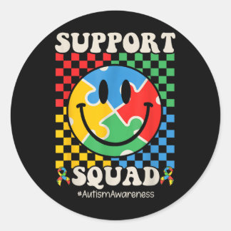 Ondersteuning Squad Autisme Bewustzijn Glimlach Ge Ronde Sticker