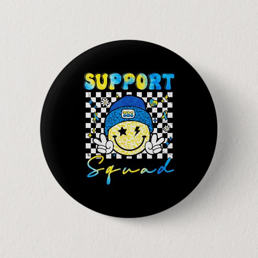 Ondersteuning Squad Groovy Down Syndroom Bewustzij Ronde Button 5,7 Cm (Voorkant)