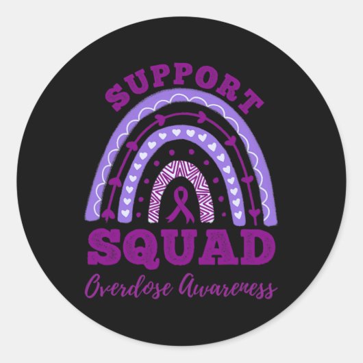 Ondersteuning Squad Overdosis Awareness Rainbow 1 Ronde Sticker (Voorkant)