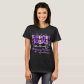 Ondersteuning Squad Paarse lint Fibromyalgie Bewus T-shirt (Voorkant volledig)