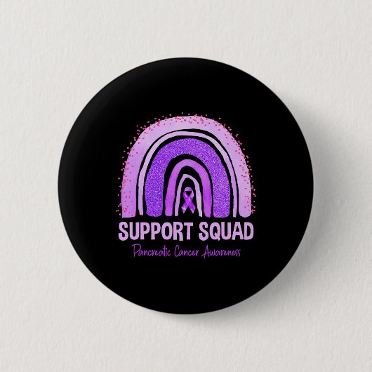 Ondersteuning Squad Pancreas Kanker Awareness Rain Ronde Button 5,7 Cm (Voorkant)