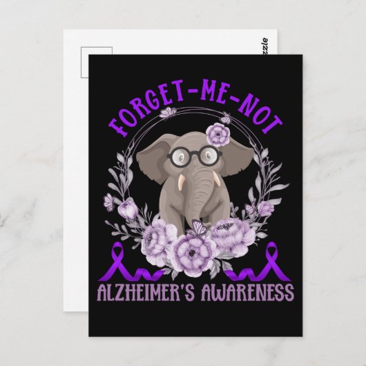 Ondersteuning van Alzheimer Awareness Cute Elephan Briefkaart (Voorkant / Achterkant)