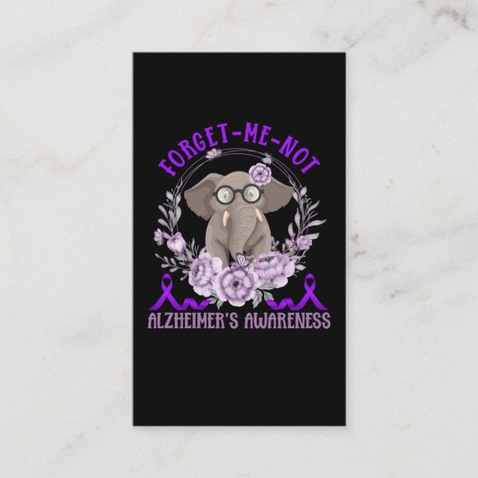 Ondersteuning van Alzheimer Awareness Cute Elephan Visitekaartje (Voorkant)